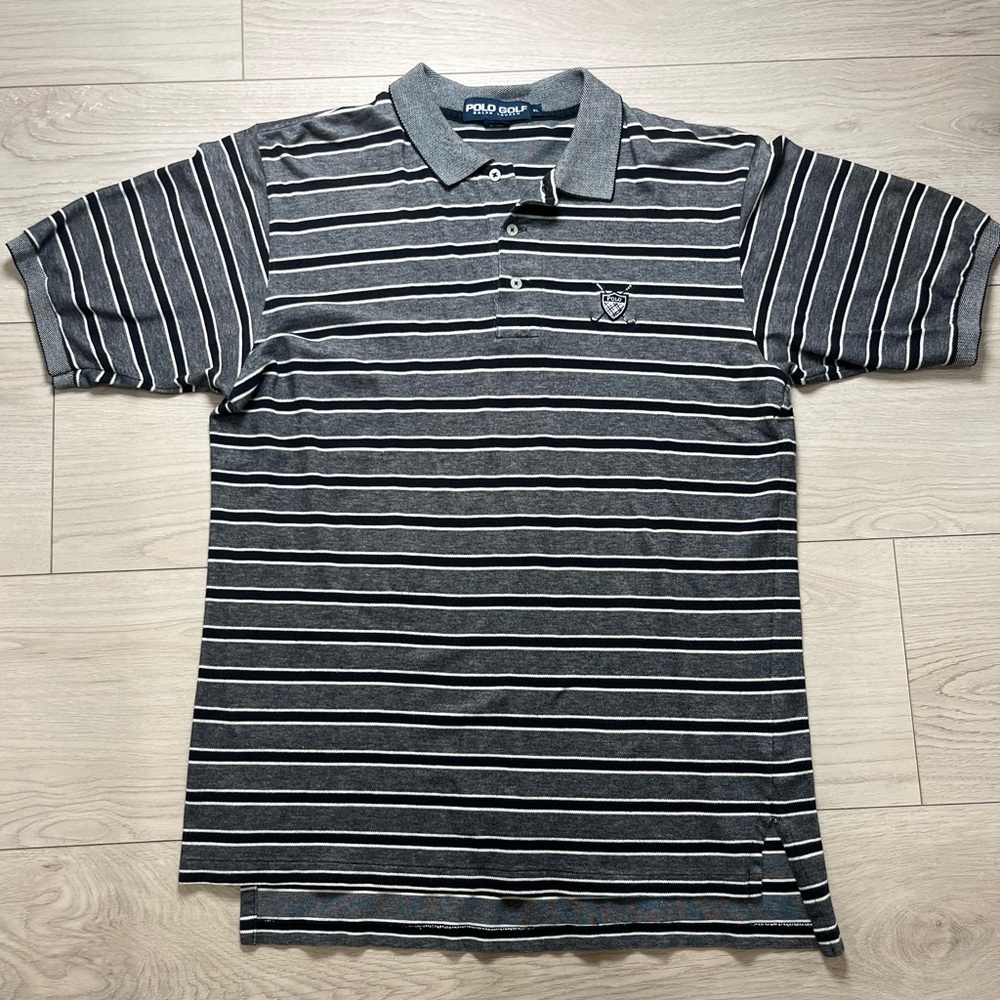 Polo Golf Ralph Lauren polo shirt short sleeve black, white & gray XL preppy